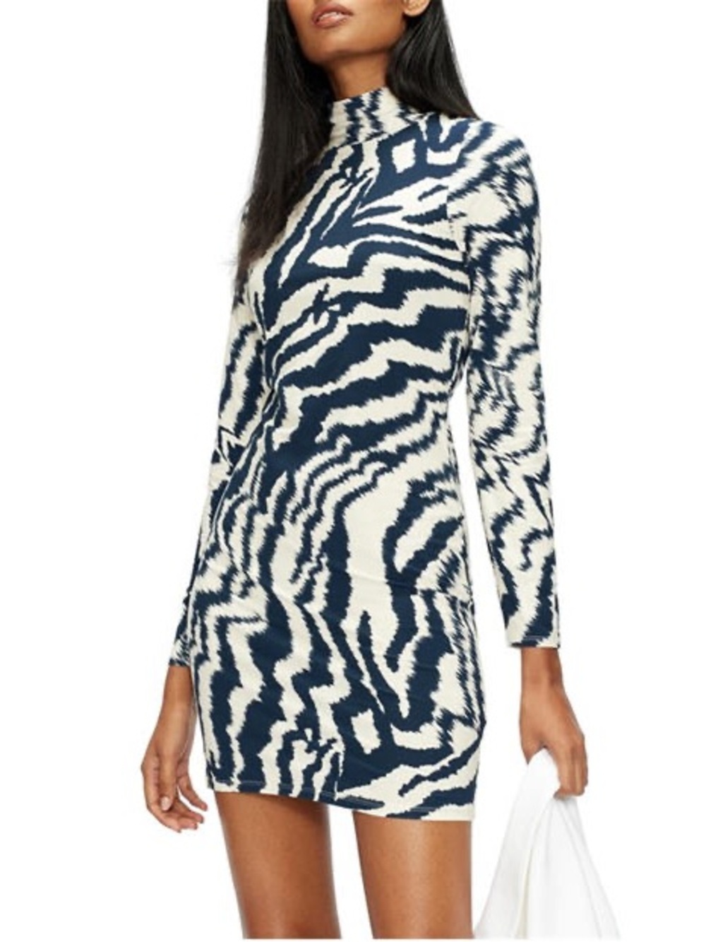 Ted Baker Eara Navy Zebra Print Mock Neck Jersey Mini Dress Size 5 | US 12